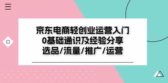 京东电商轻创业运营入门0基础通识及经验分享:选品/流量/推广/运营-聊项目