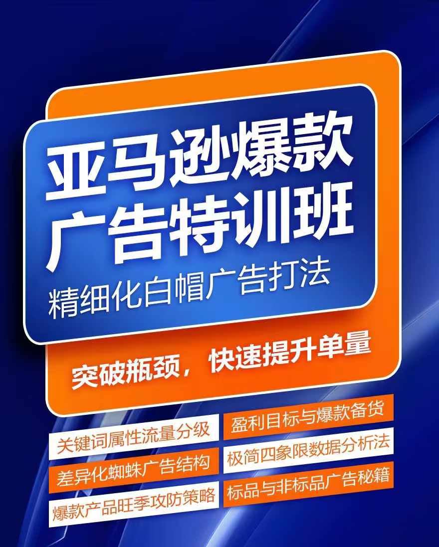亚马逊爆款广告特训班,快速掌握亚马逊关键词库搭建方法,有效优化广告数据并提升旺季销量-聊项目