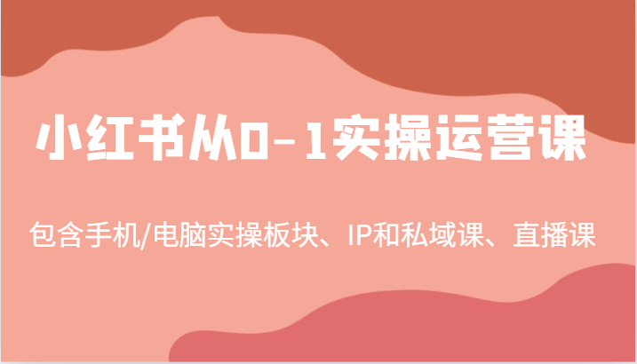 小红书从0-1实操运营课,包含手机/电脑实操板块、IP和私域课、直播课(97节)-聊项目