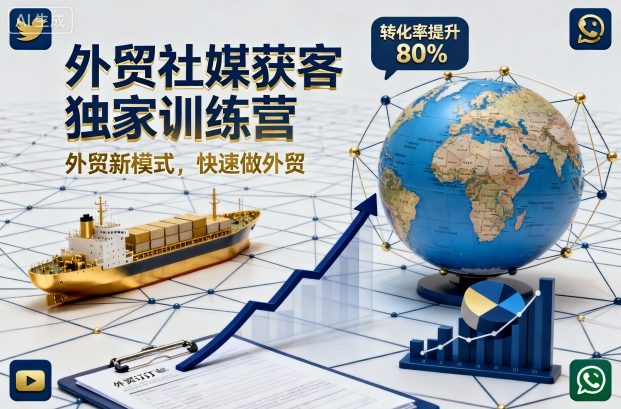 外贸社媒获客独家训练营，外贸新模式，快速做外贸(更新)-聊项目