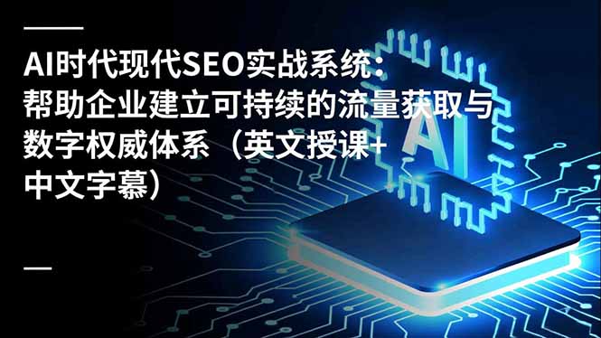AI时代现代SEO实战系统：帮助企业建立可持续的流量获取与数字权威体系(英文授课+中文字幕-聊项目