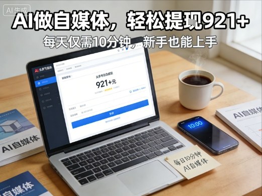 每天花费10分钟，头条号收益921+，用AI做自媒并不难【附视频教程】-聊项目