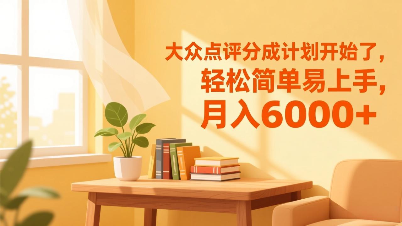 大众点评分成计划开始了，轻松简单易上手，月入6000+-聊项目