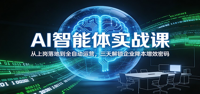 AI智能体实战课：从上岗落地到全自动运营，三天解锁企业降本增效密码-聊项目