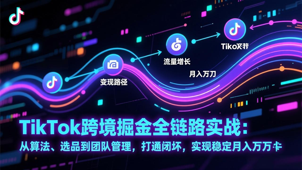 TikTok跨境掘金全链路实战：从算法、选品到团队管理，打通闭环，实现稳定月入万刀-聊项目