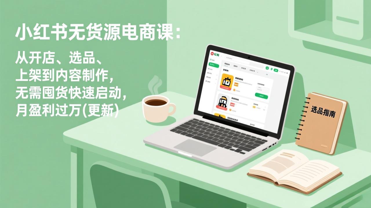 小红书无货源电商课：从开店、选品、上架到内容制作，无需囤货快速启动，月盈利过万(更新-聊项目