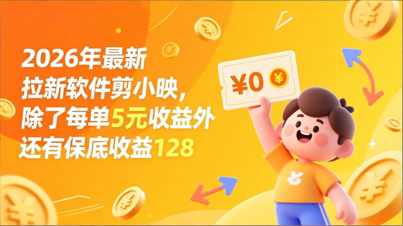 最新拉新软件剪小映，除了每单5元收益外还有保底收益128-聊项目
