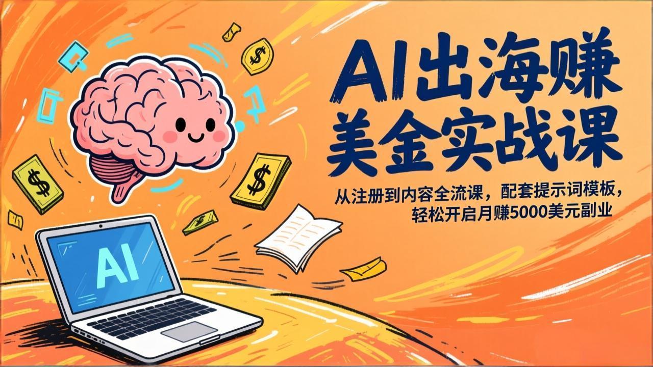 AI出海赚美金实战课，从注册到内容全流程，配套提示词模板，轻松开启月赚5000美元副业-聊项目