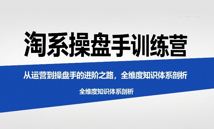淘系操盘手训练营，从运营到操盘手的进阶之路，全维度知识体系剖析-聊项目
