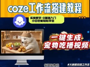 通过Coze工作流,制作宠物吃播视频,几分钟制作一个视频,从0到1演示搭建过程-聊项目