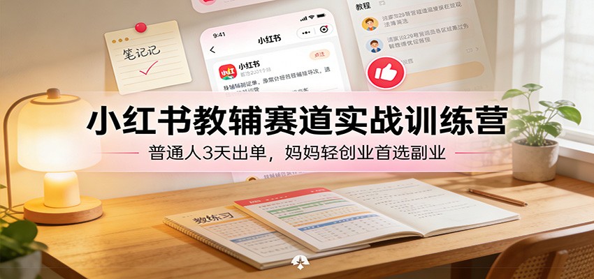 小红书教辅赛道实战训练营：普通人3天出单，妈妈轻创业首选副业-聊项目