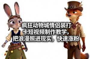 疯狂动物城情侣装打卡短视频制作教学,把浪漫照进现实,快速涨粉-聊项目