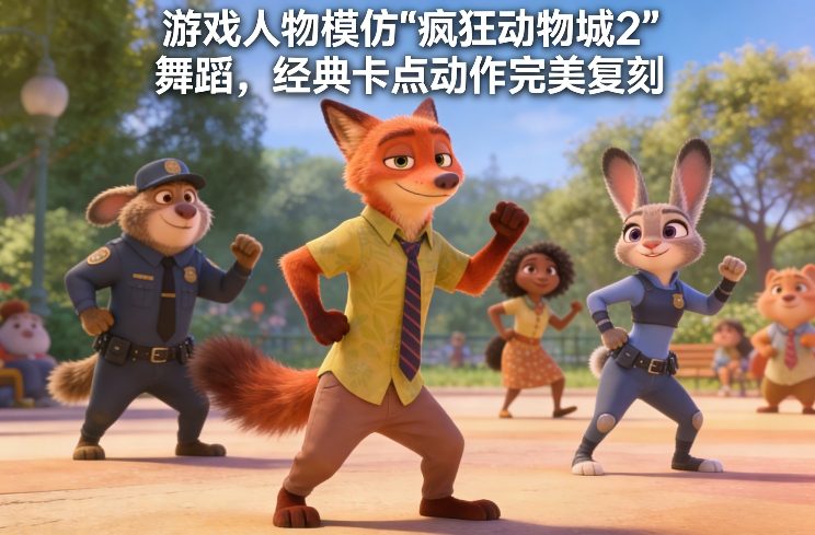游戏人物模仿“疯狂动物城2”舞蹈，经典卡点动作完美复刻-聊项目