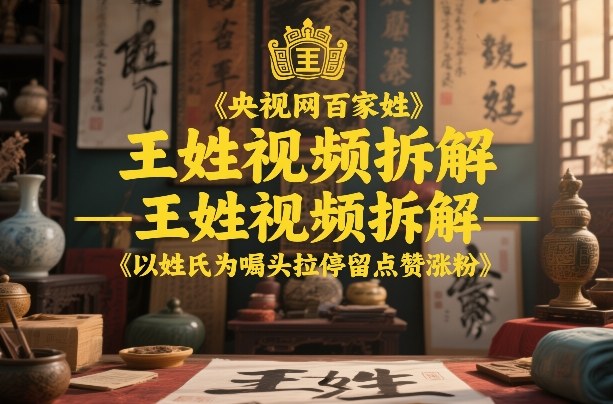 央视网百家姓–王姓视频拆解，以姓氏为噱头拉停留点赞涨粉-聊项目