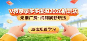 拼多多虚拟电商新玩法，0推广费0成本启动，专为新手打造-聊项目