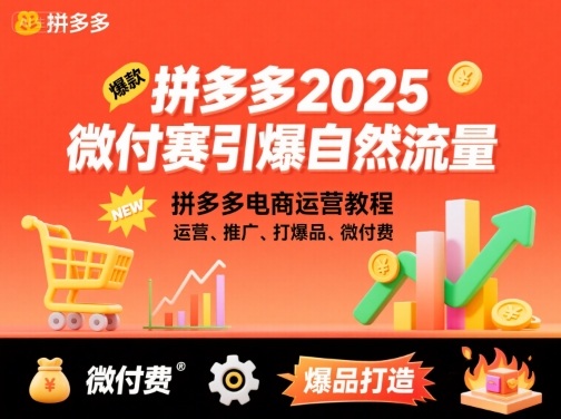 拼多多微付费引爆自然流量，拼多多电商运营教程，运营、推广、打爆品、微付费(更新26年2月)-聊项目