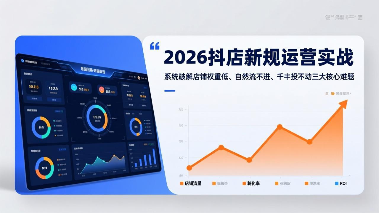 2026抖店新规运营实战：系统破解店铺权重低、自然流不进、千川投不动三大核心难题-聊项目