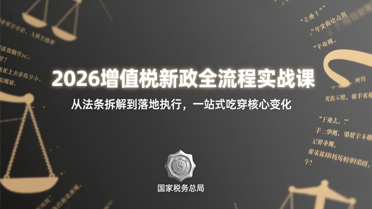 2026增值税新政全流程实战课：从法条拆解到落地执行，一站式吃透核心变化-聊项目