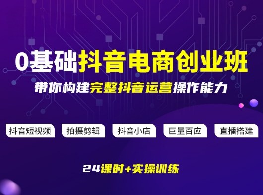 某电商学院0基础抖音电商创业班，带你构建完整抖音运营操作能力-聊项目