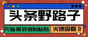 头条单账号日收益300+野路子玩法赛道，无脑搬砖复制粘贴，保姆级教程-聊项目