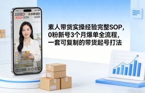 素人短视频带货实操经验完整SOP，0粉新号3个月爆单全流程，一套可复制的带货起号打法-聊项目