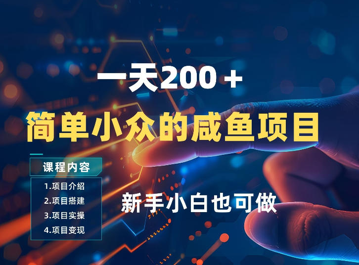 一天收入2张，一个简单小众的咸鱼项目，0门槛小白也能做-聊项目