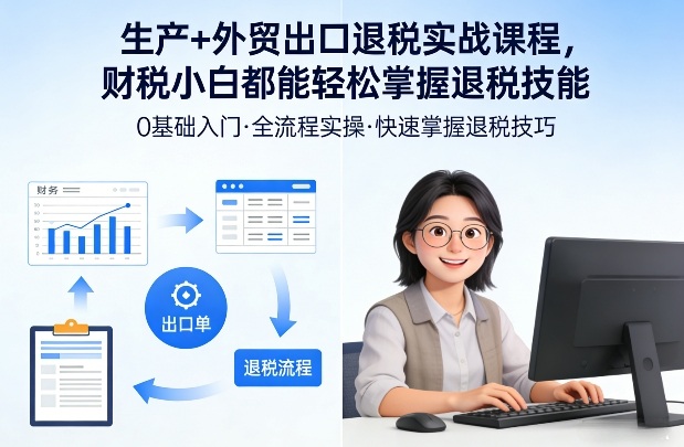 生产+外贸出口退税实战课程，财税小白都能轻松掌握退税技能-聊项目