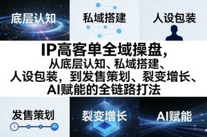 IP高客单全域操盘,从底层认知、私域搭建、人设包装,到发售策划、裂变增长、AI赋能的全链路打法-聊项目