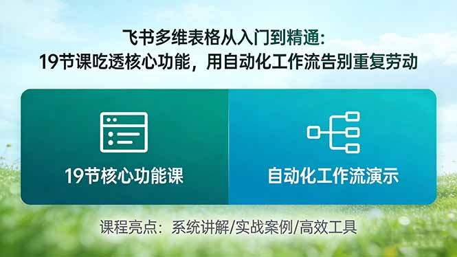 飞书多维表格从入门到精通：19节课吃透核心功能，用自动化工作流告别重复劳动-聊项目