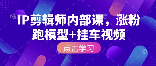 IP剪辑师内部课，涨粉跑模型+挂车视频(更新)-聊项目