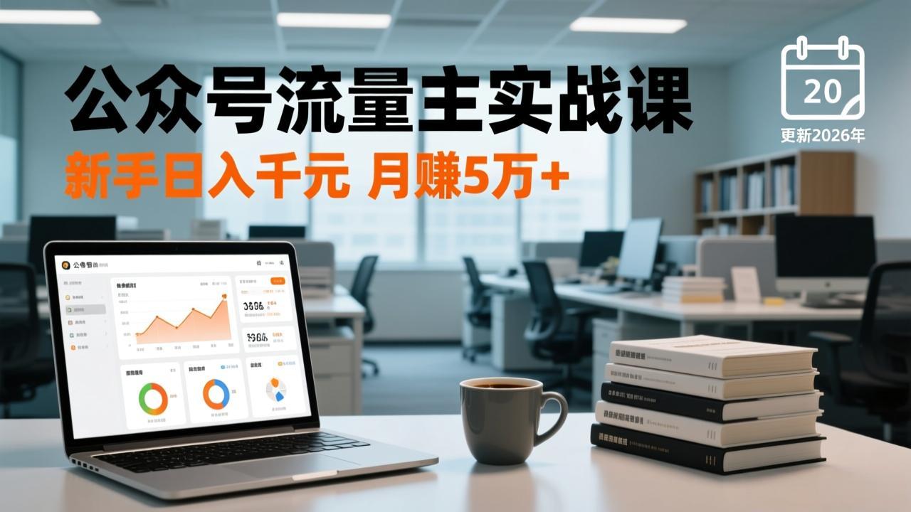 公众号流量主实战课-更新26年3月，爆文写作、流量池运营、多平台分发，新手日入千元月赚5w+-聊项目