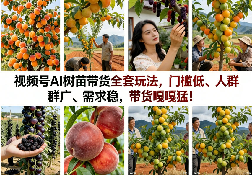 视频号AI树苗带货全套玩法，门槛低、人群广、需求稳，带货嘎嘎猛！-聊项目