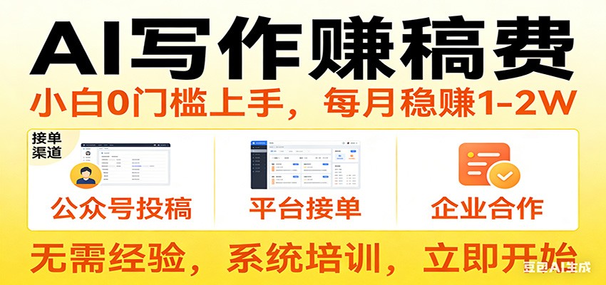 用AI写作赚稿费，提供接单渠道，每月稳赚1-2W，小白0门槛上手！-聊项目
