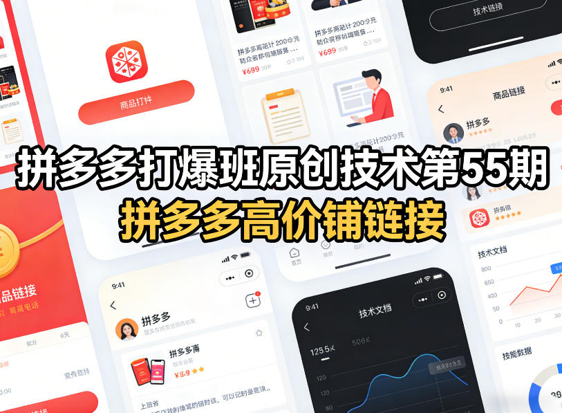 拼多多打爆班原创技术第55期，拼多多高价铺链接-聊项目