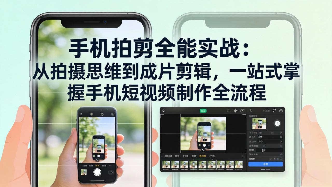 手机拍剪全能实战：从拍摄思维到成片剪辑，一站式掌握手机短视频制作全流程-聊项目