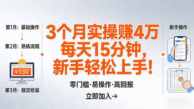 我3 个月实操赚了 4 万 ，每天操作15分钟，新手也能轻松上手！-聊项目