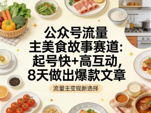 公众号流量主之美食故事赛道,起号快+高互动,8天就能做出爆款文章-聊项目