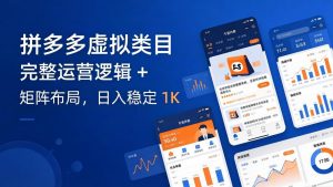 拼多多虚拟类目干货：完整运营逻辑 + 矩阵布局，日入稳定 1K-聊项目