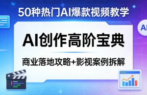 50种热门AI爆款视频教学,AI创作高阶宝典,商业落地攻略+影视案例拆解-聊项目