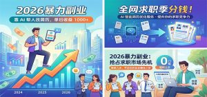 2026暴力副业:靠AI帮人改简历,单日收益1000+,全网求职季分钱-聊项目