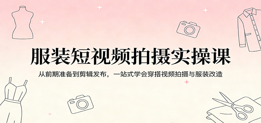 服装短视频拍摄实操课：从前期准备到剪辑发布，一站式学会穿搭视频拍摄与服装改造-聊项目