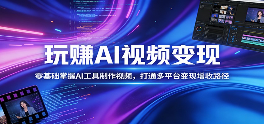 玩赚AI视频变现，零基础掌握AI具制作视频，打通多平台变现增收路径-聊项目