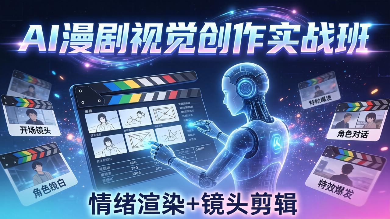 AI漫剧视觉导演思维实战班，从脚本到成片全掌握，分镜设计情绪渲染一站学会-聊项目