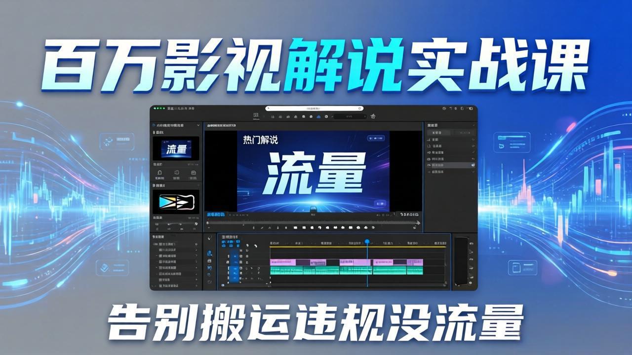 百万影视解说实战课：告别搬运违规没流量，AI文案+配音+剪映，做出能上热门的解说视频-聊项目
