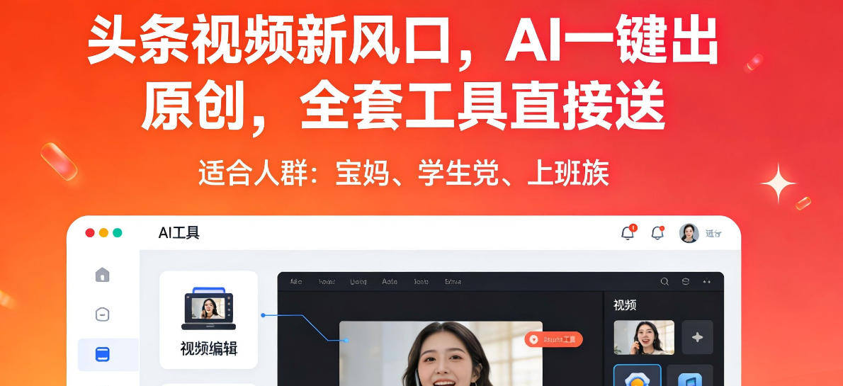 头条视频新风口，AI一键出原创，全套工具直接送，人人可做，有手就行【揭秘】-聊项目