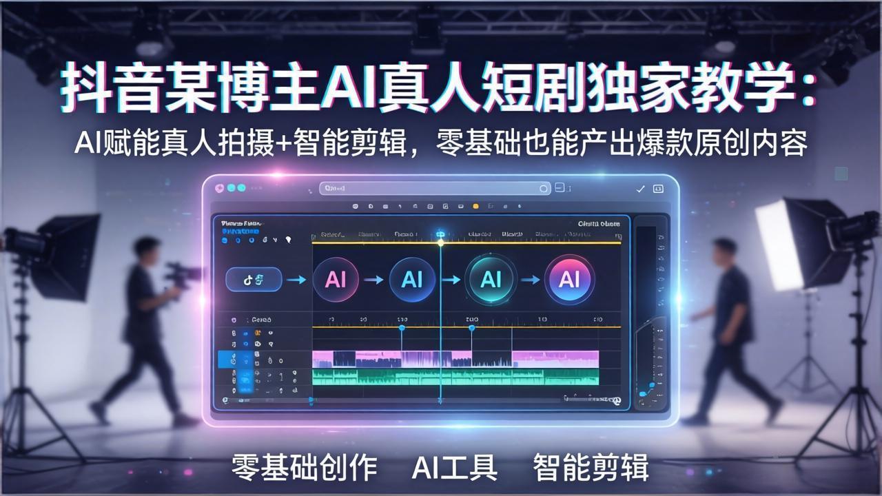 抖音某博主AI真人短剧独家教学：AI赋能真人拍摄+智能剪辑，零基础也能产出爆款原创内-聊项目