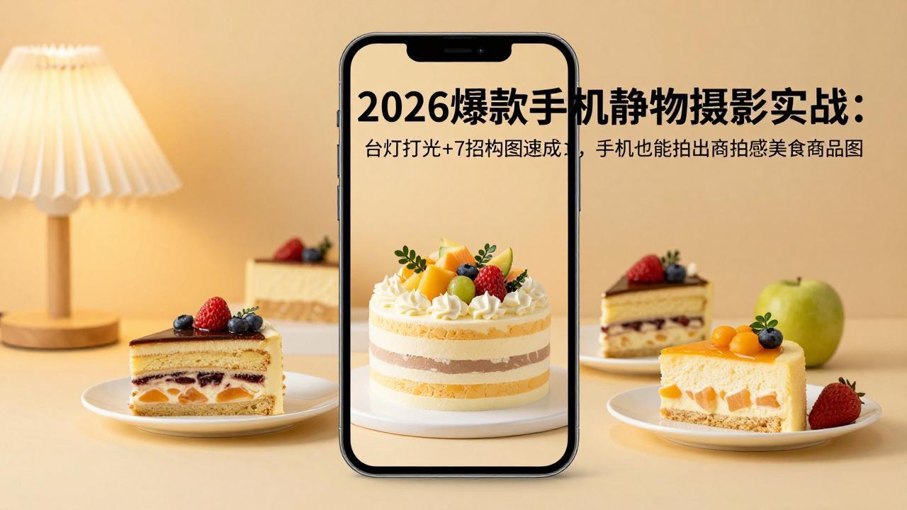 2026爆款手机静物摄影实战：台灯打光+7招构图速成，手机也能拍出商拍感美食商品图-聊项目