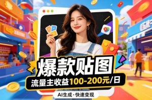 借助AI生成爆款贴图做公众流量主，当日收益100-200-聊项目