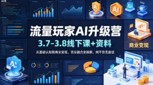 流量玩家AI升级营(3.7-3.8线下课和资料)，从基础认知到商业变现、百业融合全拆解，纯干货无废话-聊项目