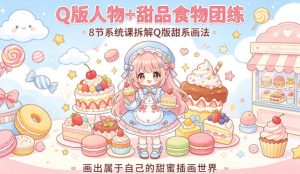 Q版人物+甜品食物团练,8节系统课拆解Q版甜系画法,画出属于自己的甜蜜插画世界-聊项目